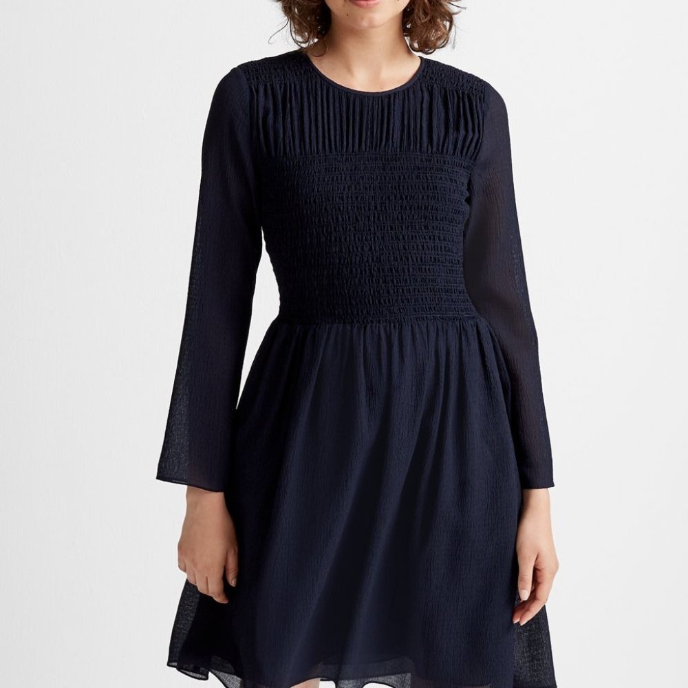 NWT Club Monaco Women's Smocked Long-Sleeve Dress Sz 0
